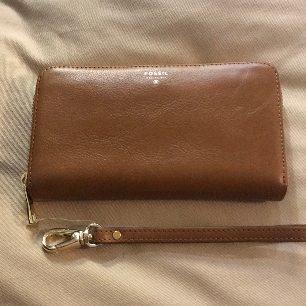 Fossil Sydney Zip Wallet/Wristlet Camel